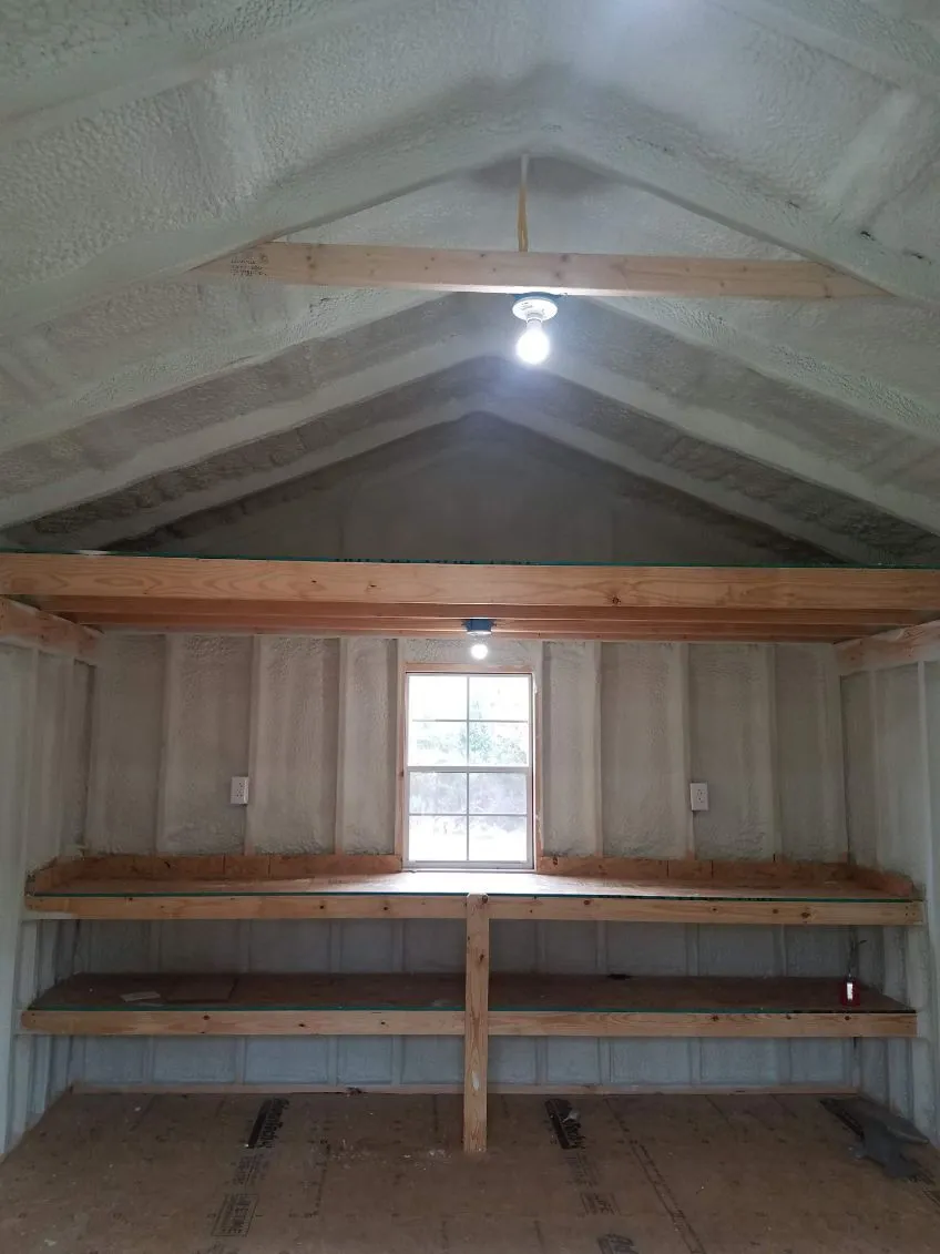 Bonus room with spray foam insulation on the cathedral ceiling and walls